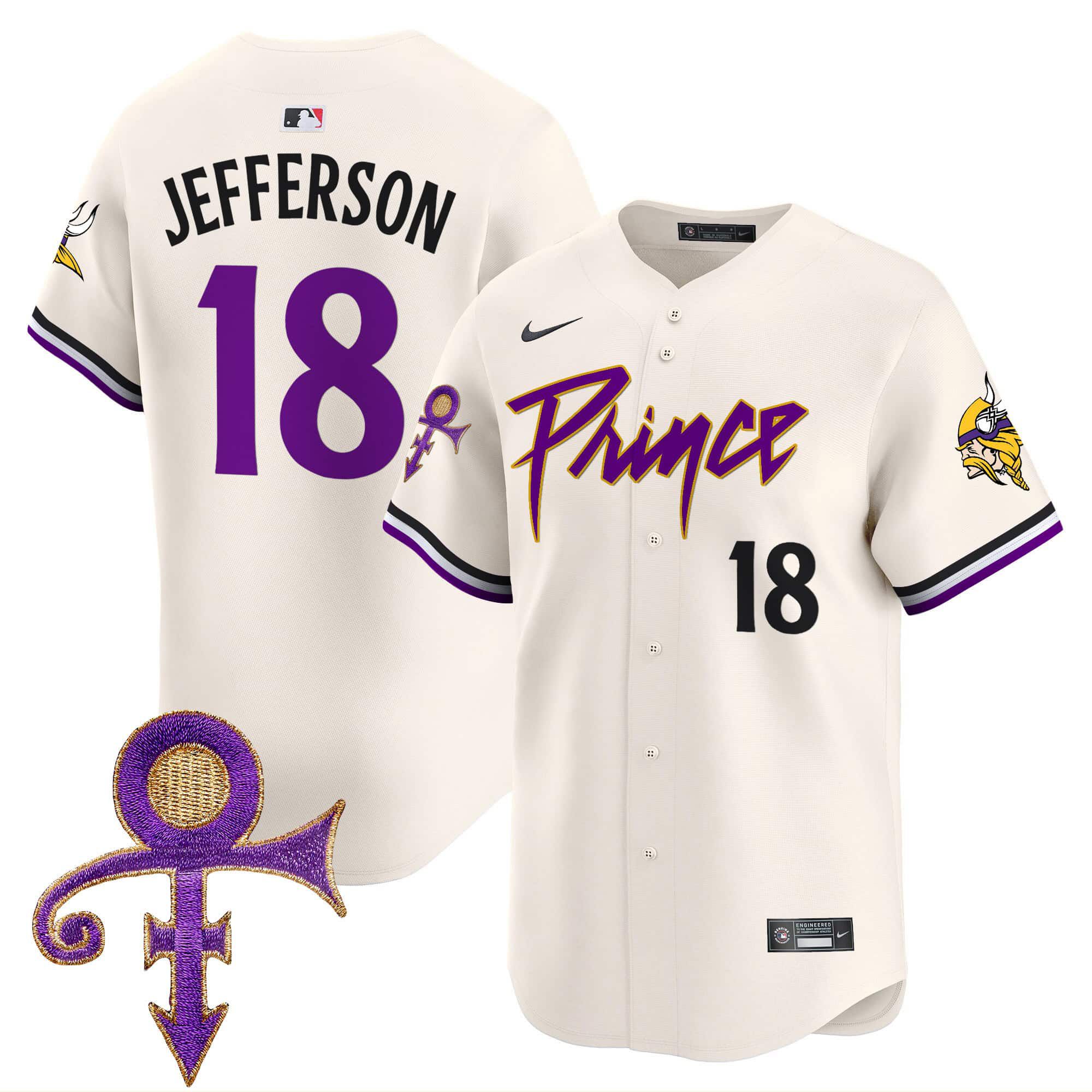 Men Minnesota Vikings #18 Jefferson Cream 2024 Nike Prince Patch Vapor Premier Limited NFL Jersey->indianapolis colts->NFL Jersey